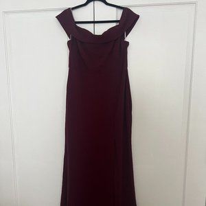 Lulu's Aveline Burgundy Off-the-Shoulder Maxi Dress